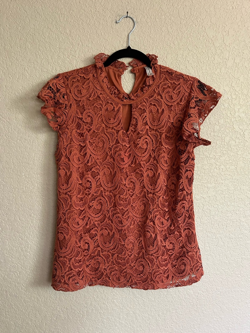 Lace Burnt Orange Tee Size Small